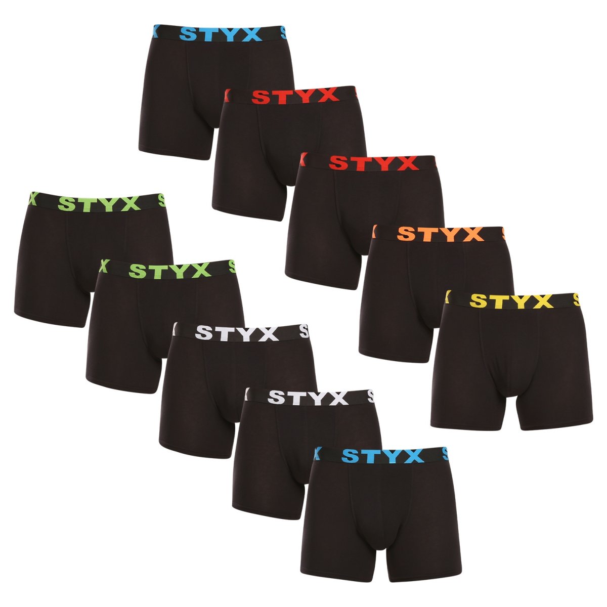 Styx 10PACK pánské boxerky long sportovní guma černé (10U9601) L Styx