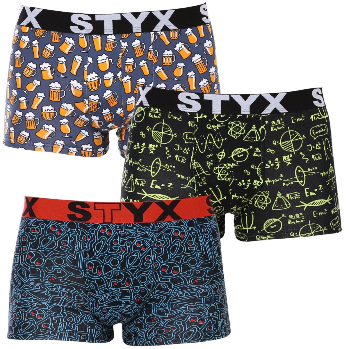 Styx 3PACK Pánské boxerky art sportovní guma nadrozměr (3R12672) 4XL Styx