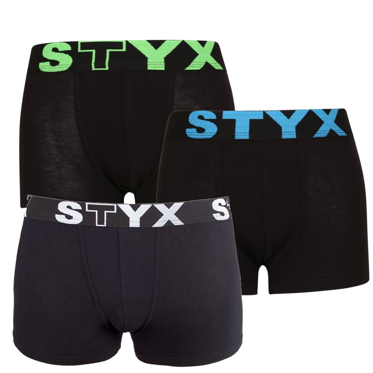 Styx 3PACK dětské boxerky sportovní guma černé (3GJ96012) 9-11 let Styx