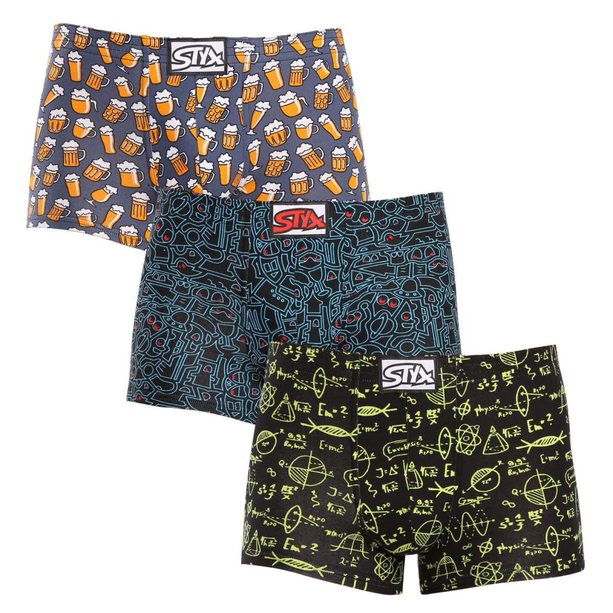 Styx 3PACK pánské boxerky art klasická guma vícebarevné (3Q12672) L Styx