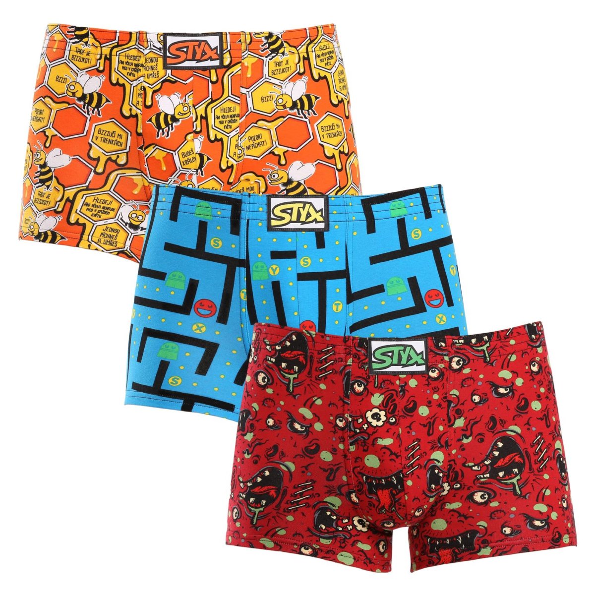 Styx 3PACK pánské boxerky art klasická guma vícebarevné (3Q12914) L Styx