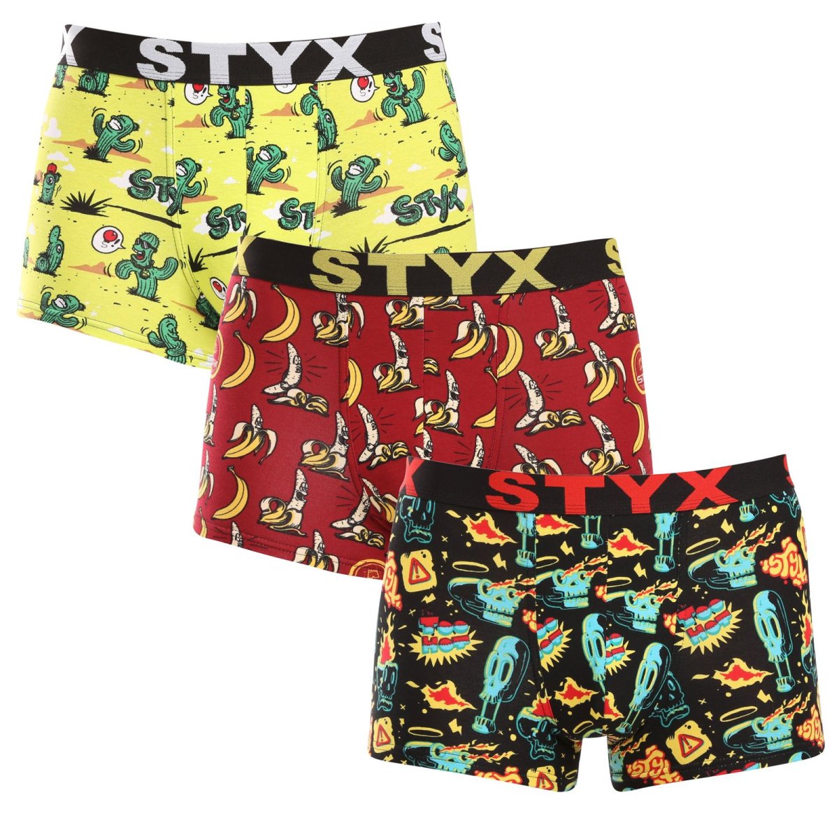 Styx 3PACK pánské boxerky art sportovní guma vícebarevné (3G13198) XL Styx