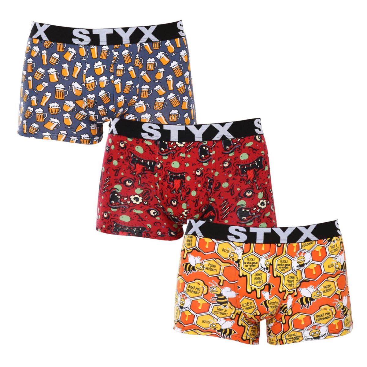 Styx 3PACK pánské boxerky art sportovní guma vícebarevné (3G13714) L Styx