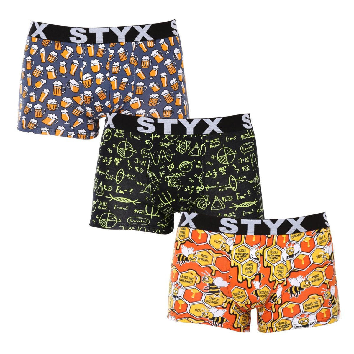 Styx 3PACK pánské boxerky art sportovní guma vícebarevné (3G13724) L Styx