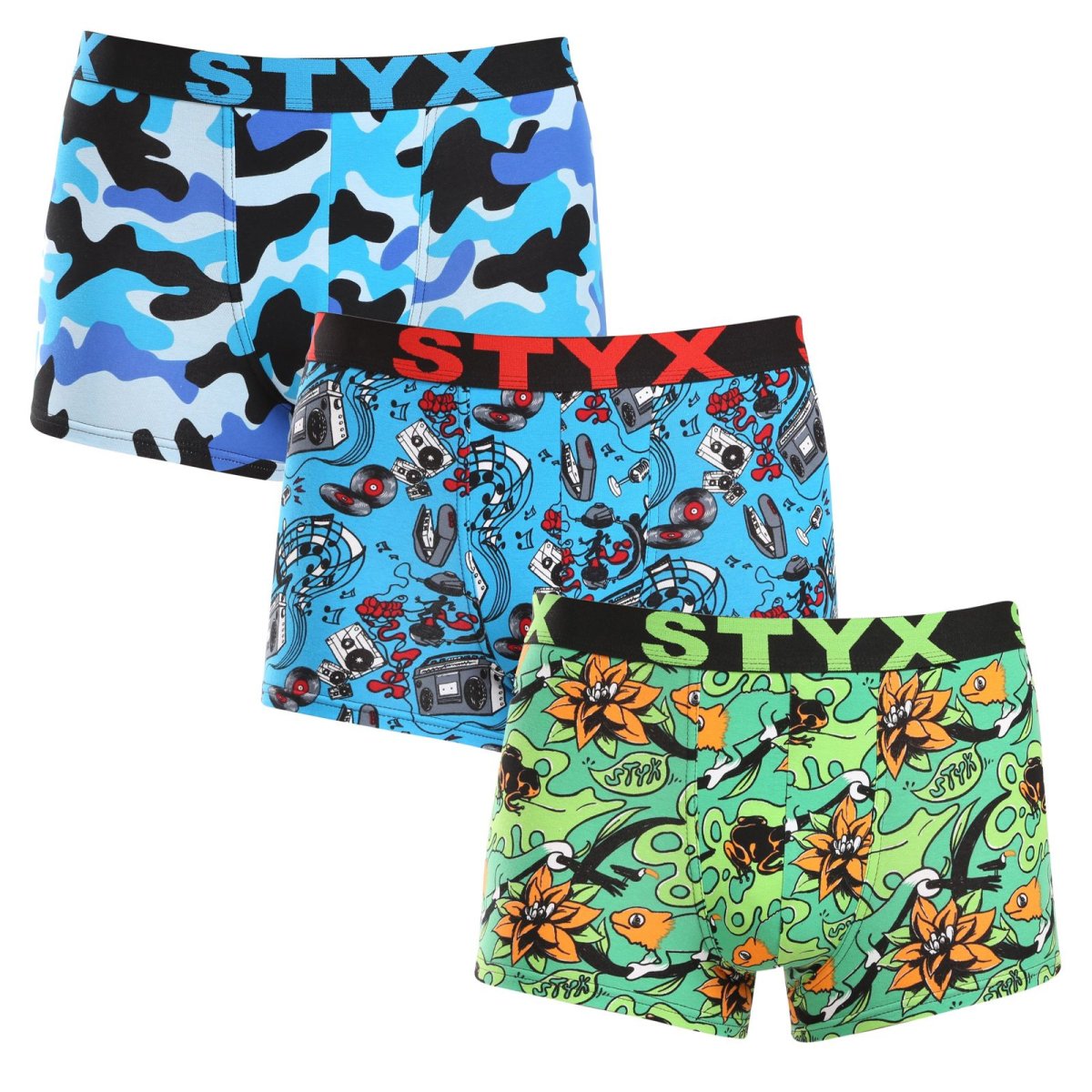 Styx 3PACK pánské boxerky art sportovní guma vícebarevné (3G15780) XL Styx