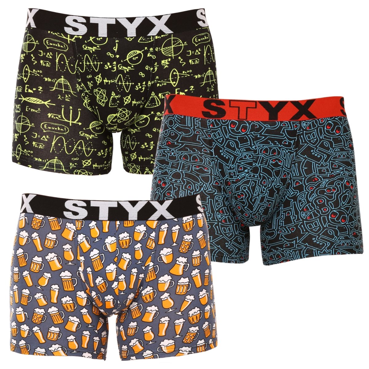 Styx 3PACK pánské boxerky long art sportovní guma vícebarevné (3U12672) L Styx