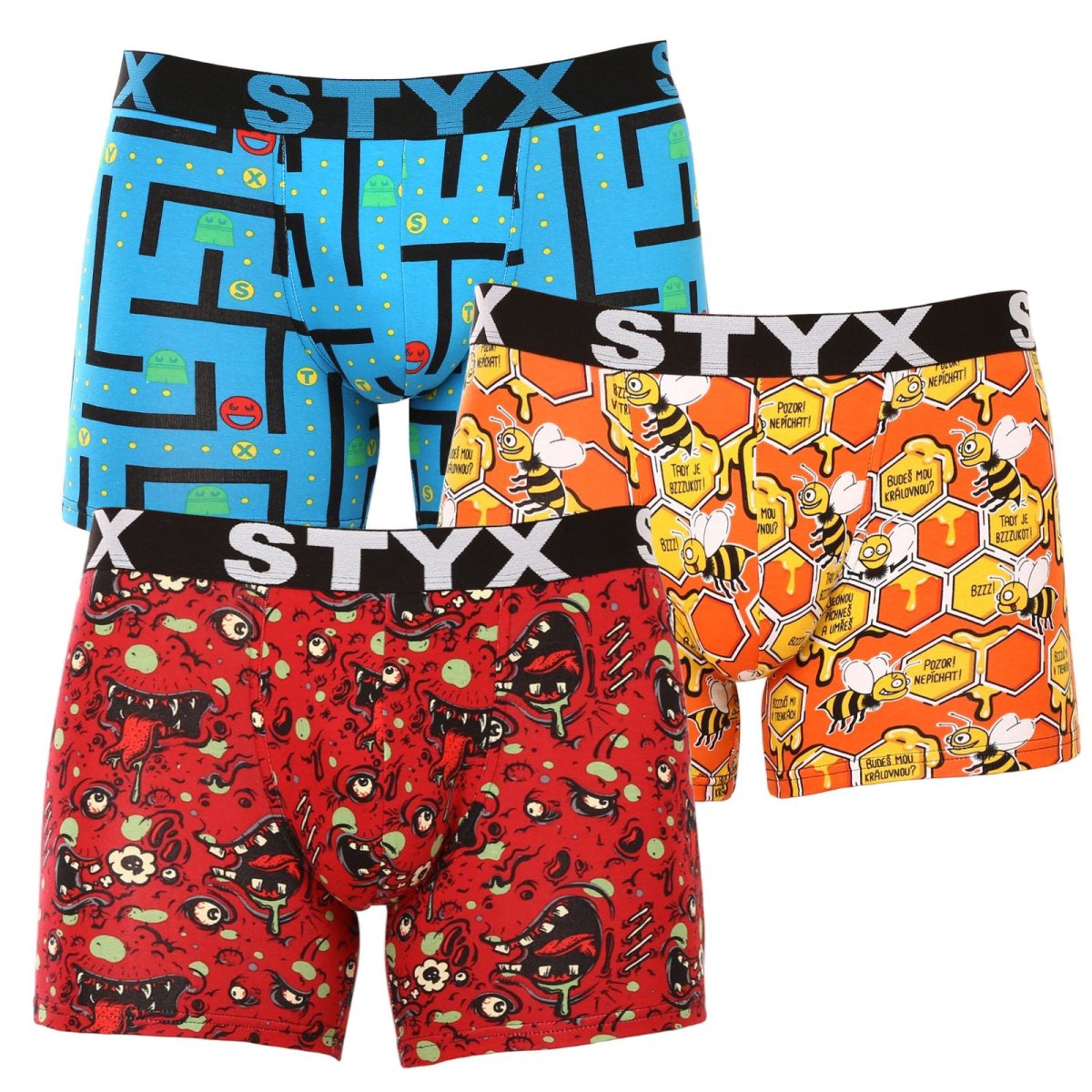 Styx 3PACK pánské boxerky long art sportovní guma vícebarevné (3U12914) L Styx