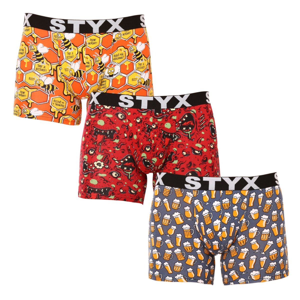 Styx 3PACK pánské boxerky long art sportovní guma vícebarevné (3U13714) L Styx