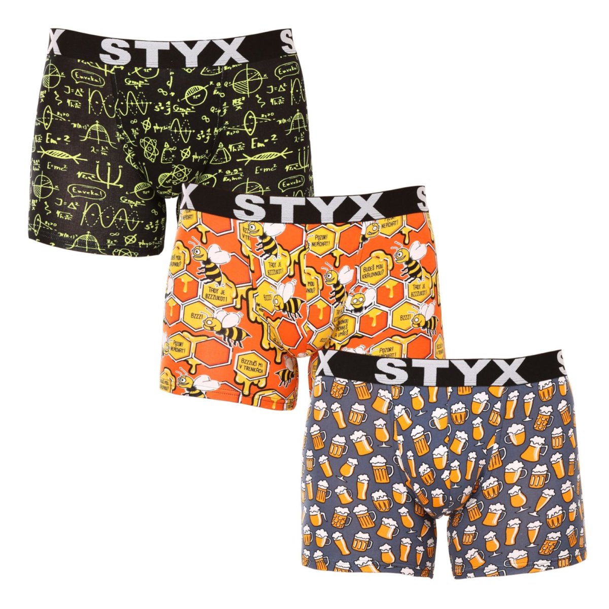 Styx 3PACK pánské boxerky long art sportovní guma vícebarevné (3U13724) L Styx