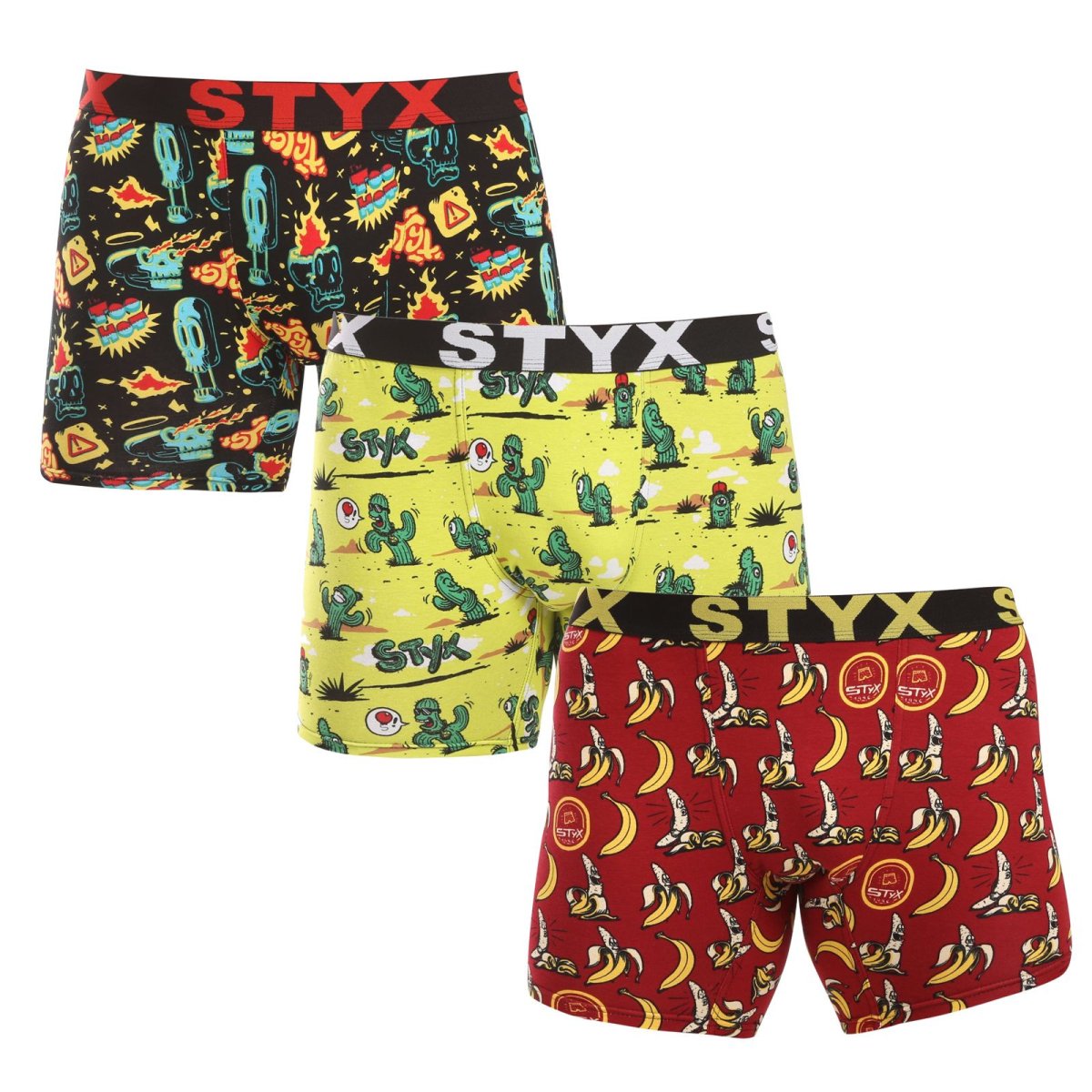 Styx 3PACK pánské boxerky long art sportovní guma vícebarevné (3UN13198) L Styx