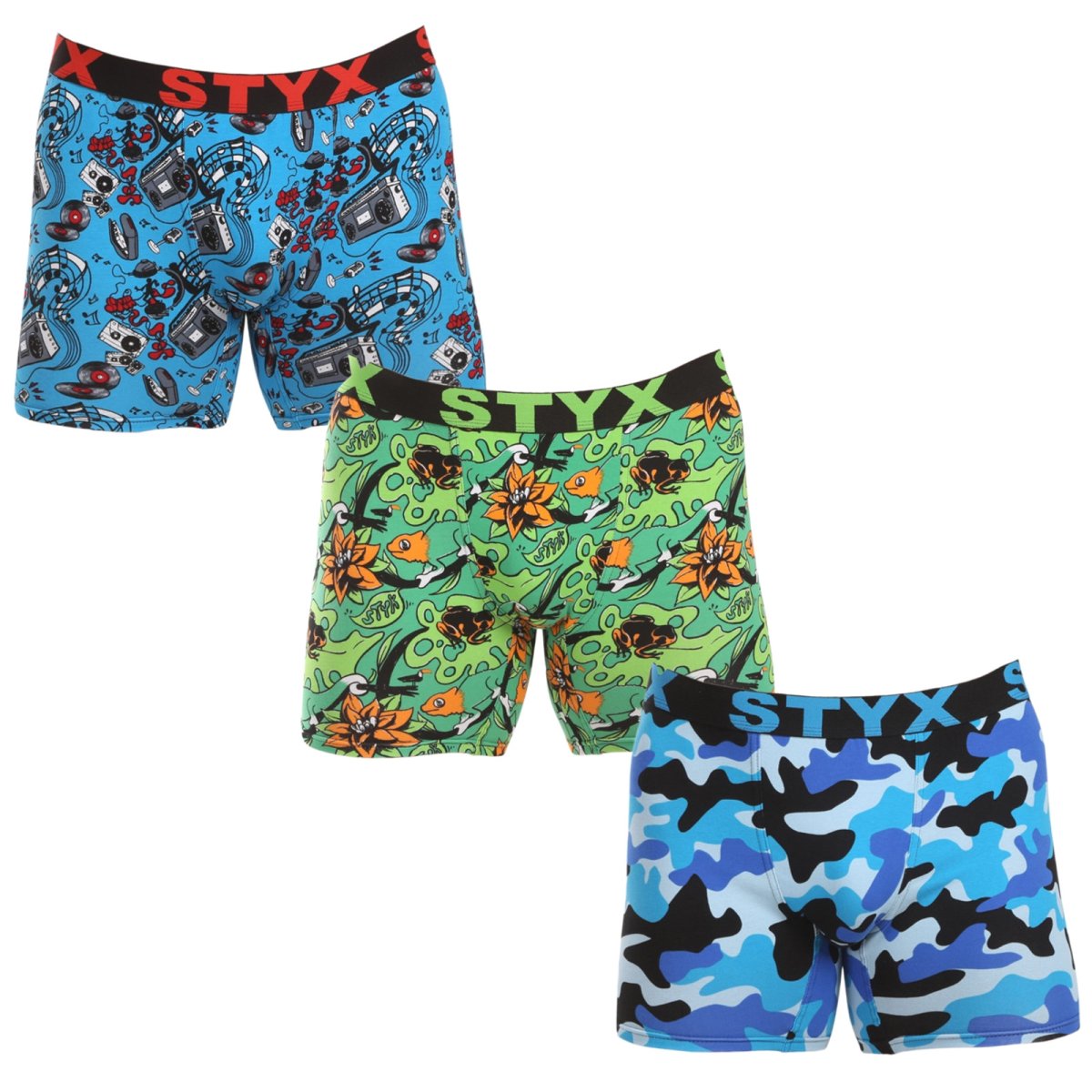 Styx 3PACK pánské boxerky long art sportovní guma vícebarevné (3UN15780) L Styx