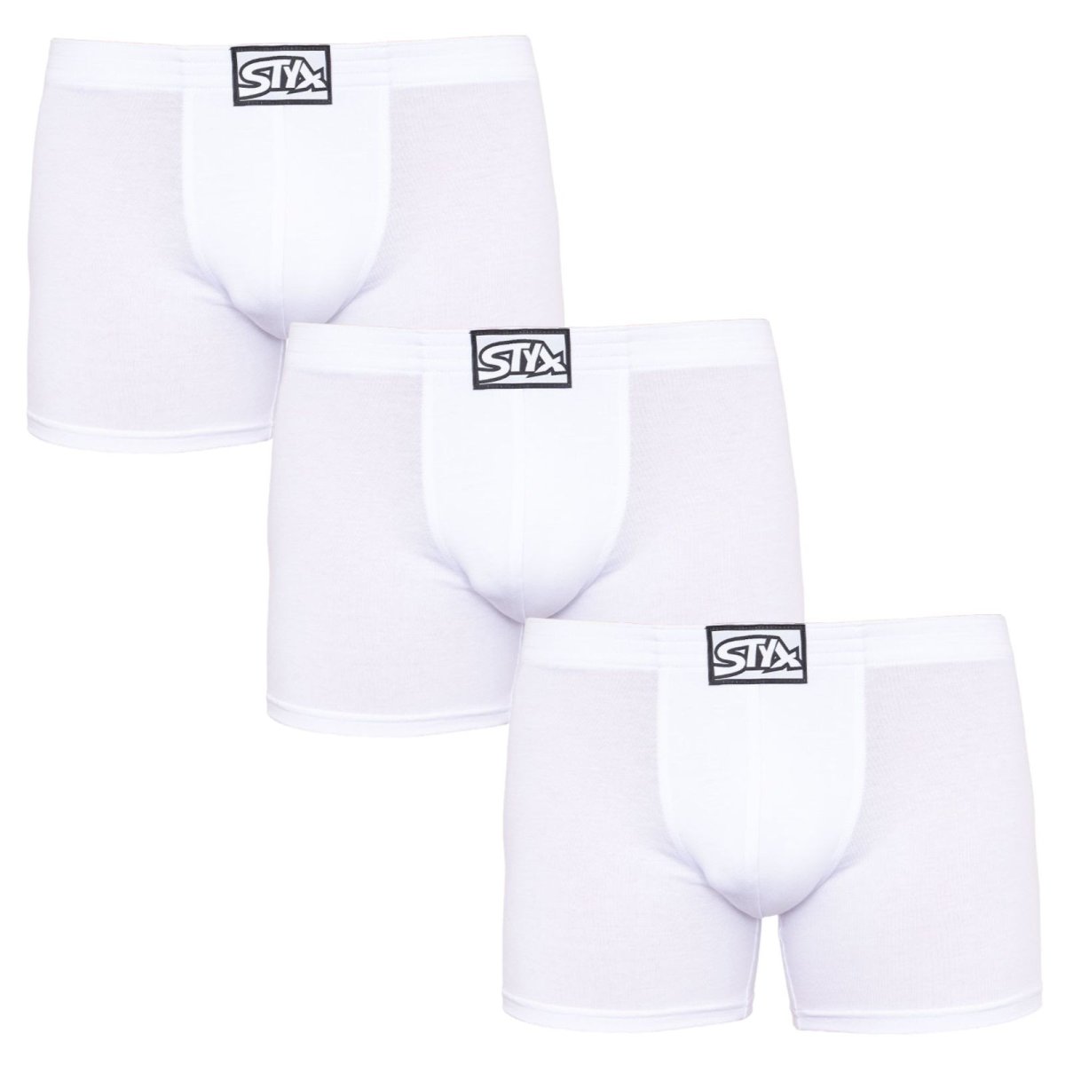 Styx 3PACK pánské boxerky long klasická guma bílé (3F1061) L Styx