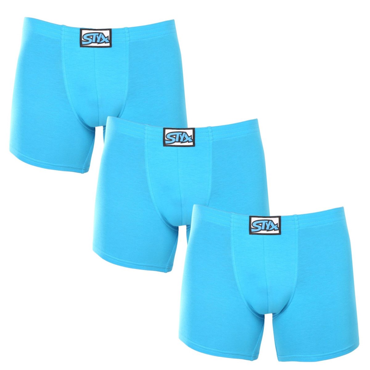 Styx 3PACK pánské boxerky long klasická guma světle modré (3F1169) M Styx