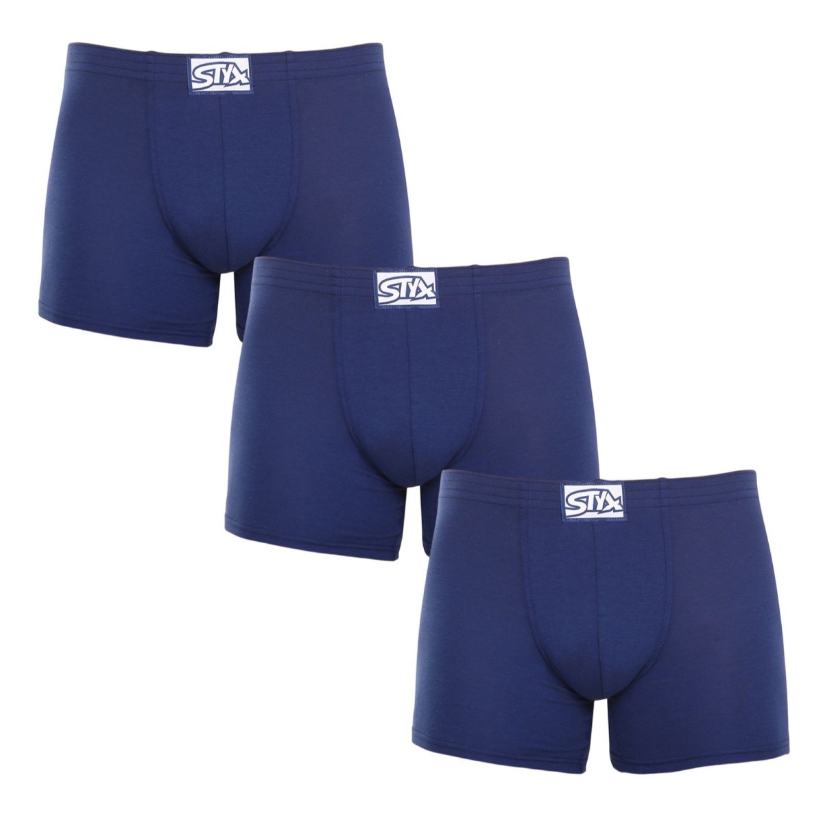 Styx 3PACK pánské boxerky long klasická guma tmavě modré (3F0968) L Styx