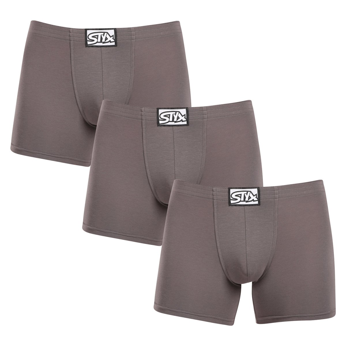 Styx 3PACK pánské boxerky long klasická guma tmavě šedé (3F1063) L Styx