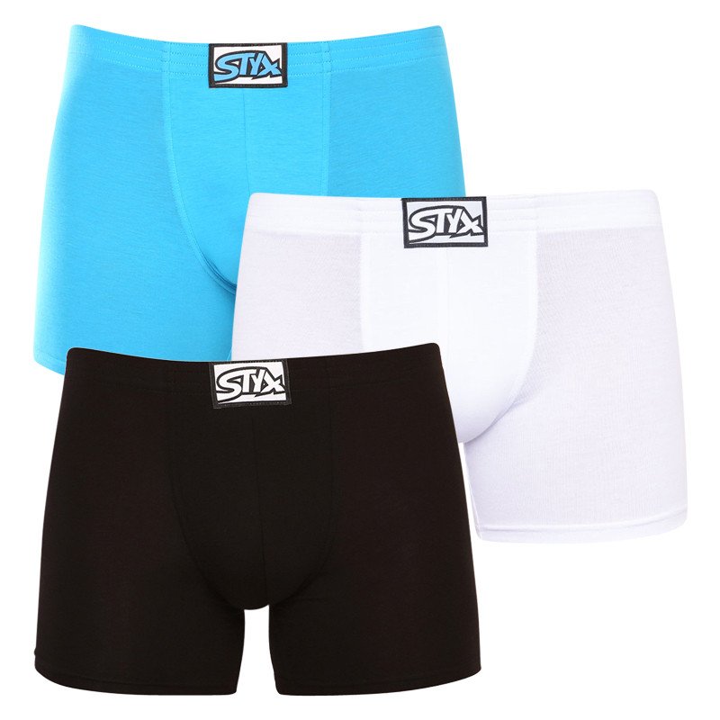 Styx 3PACK pánské boxerky long klasická guma vícebarevné (3F96019) M Styx