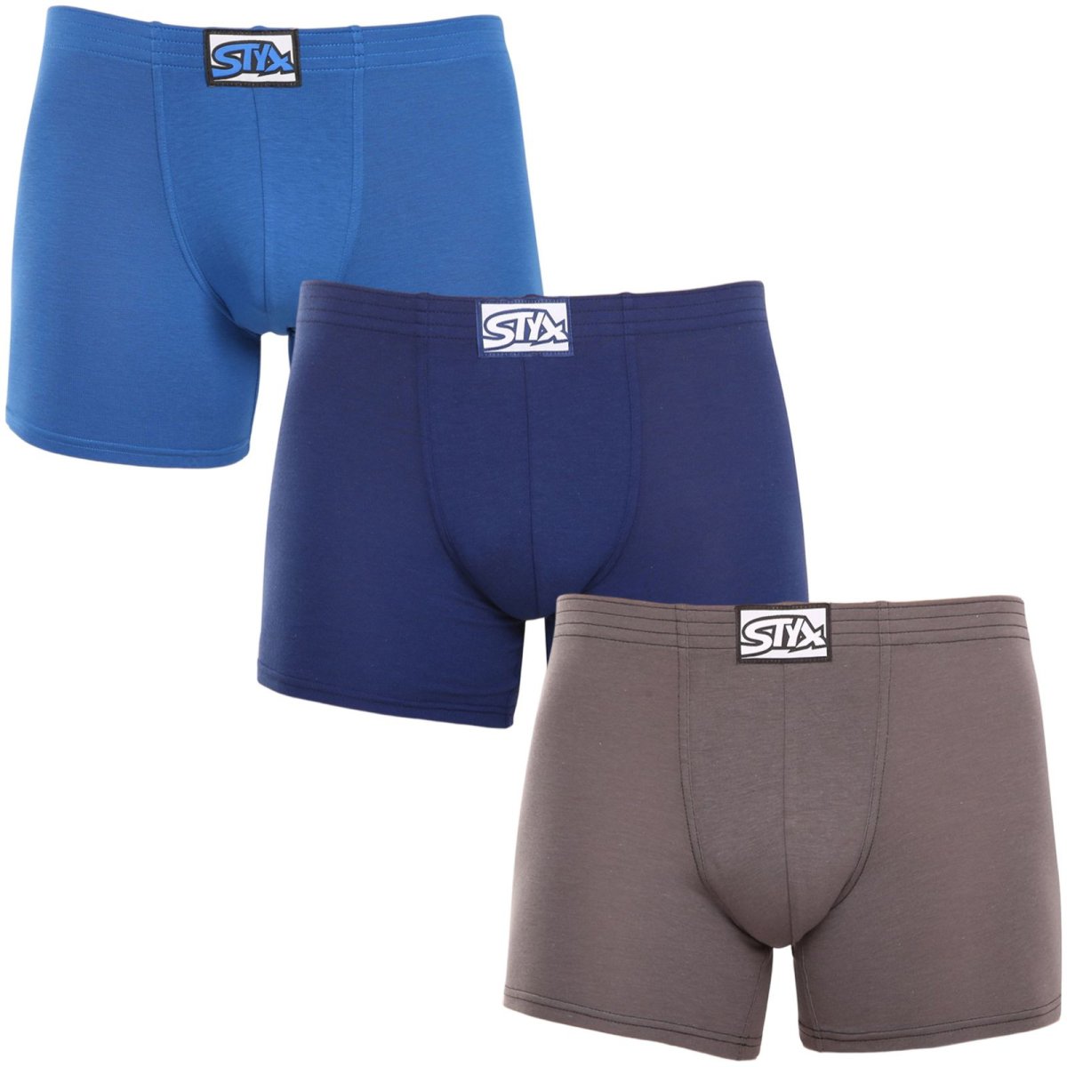 Styx 3PACK pánské boxerky long klasická guma vícebarevné (3F96837) XXL Styx