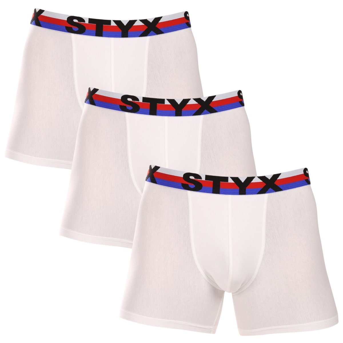 Styx 3PACK pánské boxerky long sportovní guma bílé trikolóra (3U2061) XL Styx