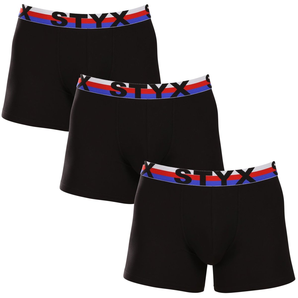 Styx 3PACK pánské boxerky long sportovní guma černé trikolóra (3U1960) L Styx