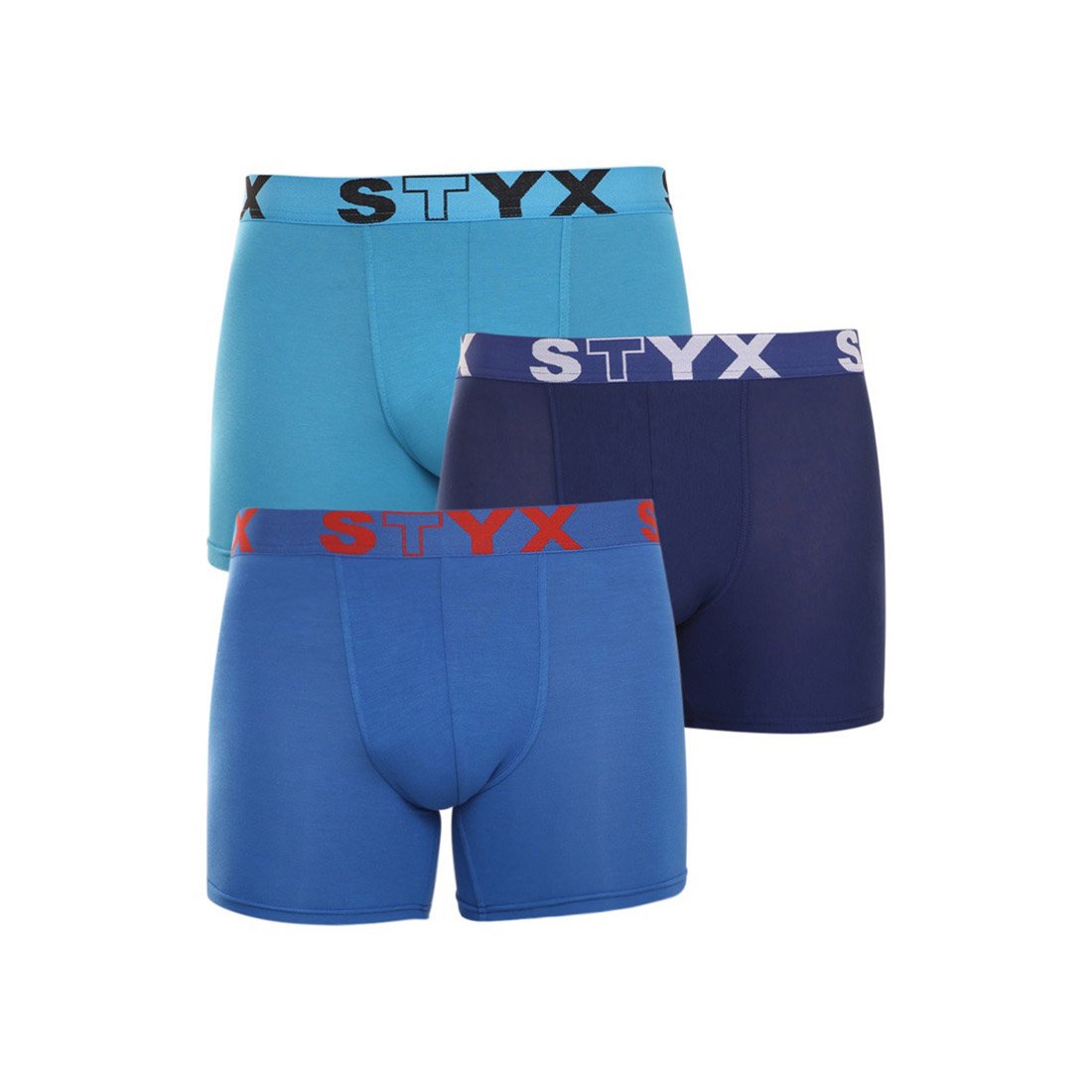 Styx 3PACK pánské boxerky long sportovní guma modré (U9676869) XXL Styx