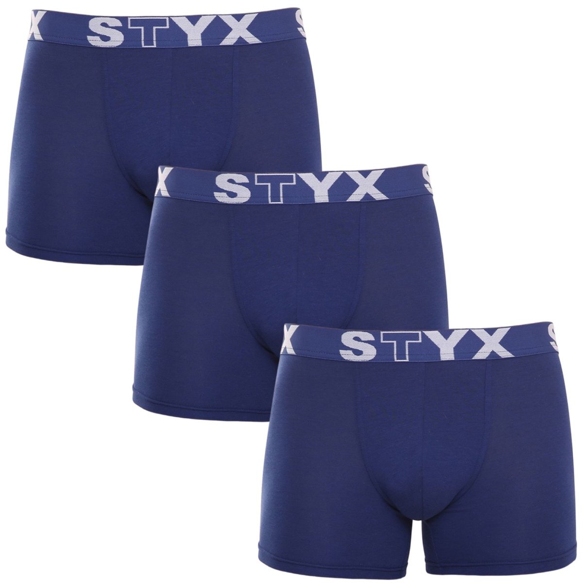 Styx 3PACK pánské boxerky long sportovní guma tmavě modré (3U968) L Styx