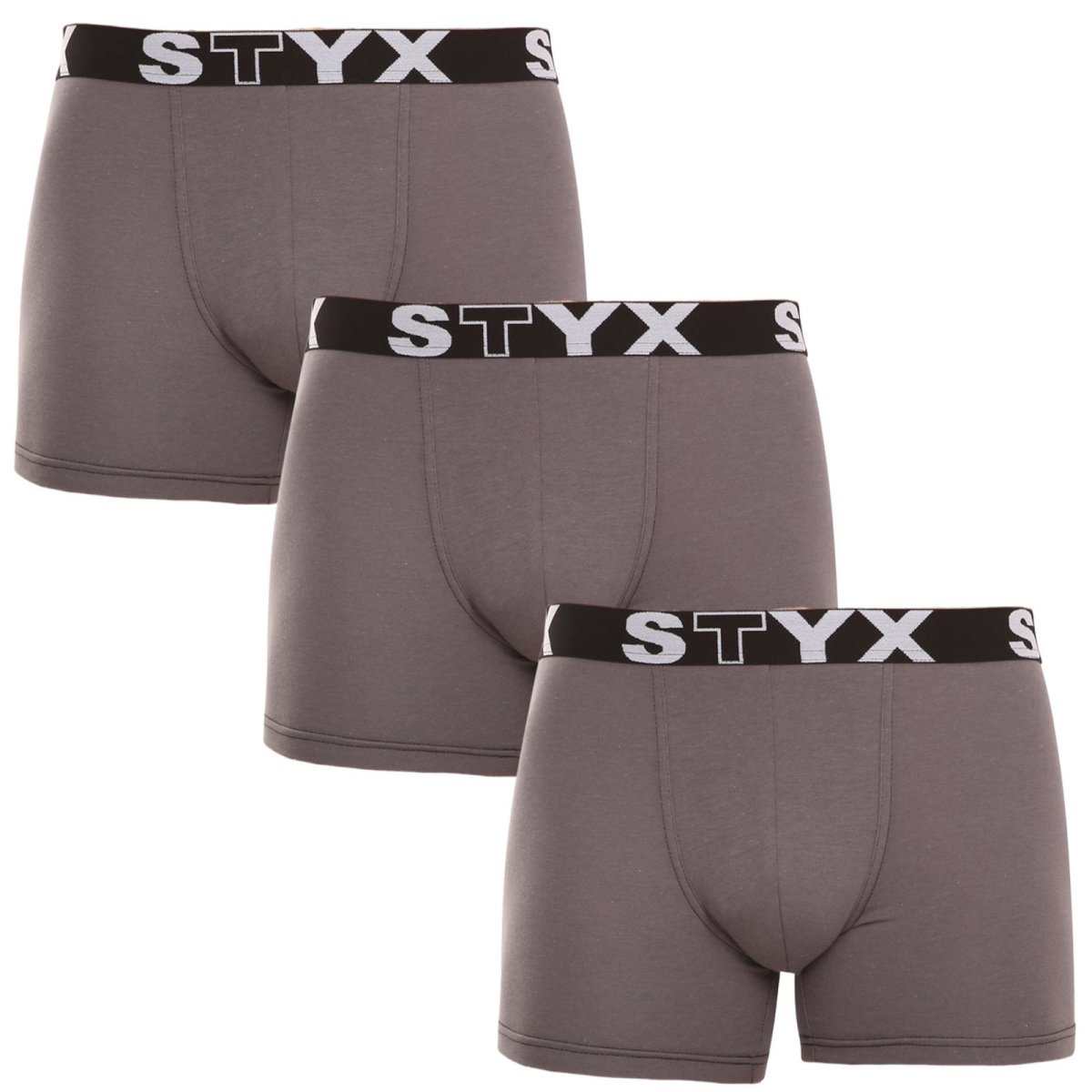 Styx 3PACK pánské boxerky long sportovní guma tmavě šedé (3U1063) L Styx