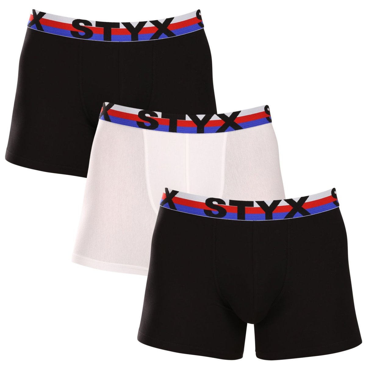 Styx 3PACK pánské boxerky long sportovní guma vícebarevné trikolóra (3U19001) XL Styx