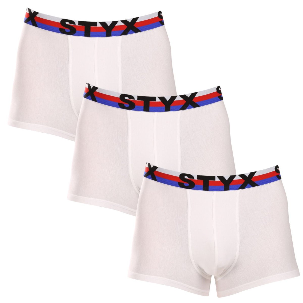 Styx 3PACK pánské boxerky sportovní guma bílé trikolóra (3G2061) L Styx