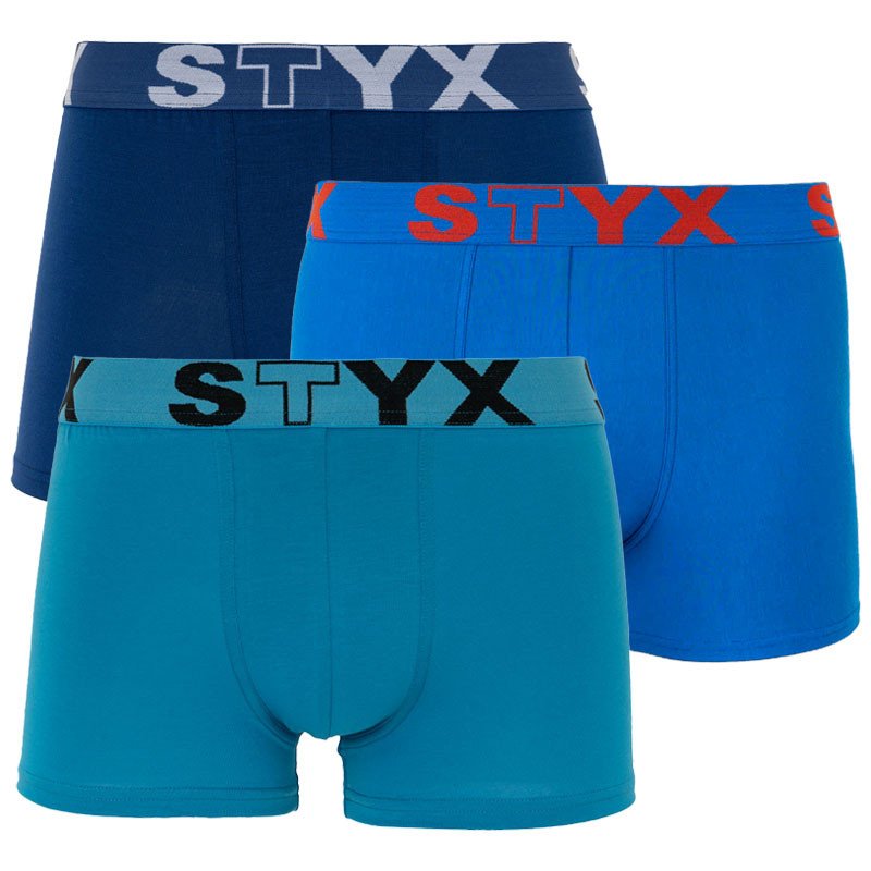 Styx 3PACK pánské boxerky sportovní guma modré (G9676869) L Styx