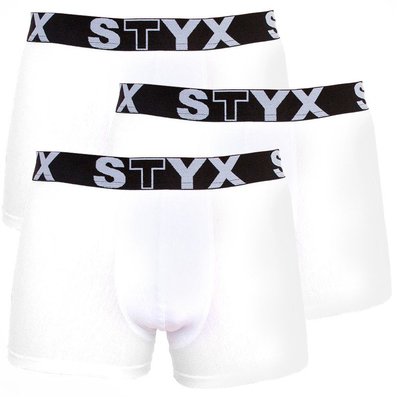 Styx 3PACK pánské boxerky sportovní guma nadrozměr bílé (R10616161) 3XL Styx