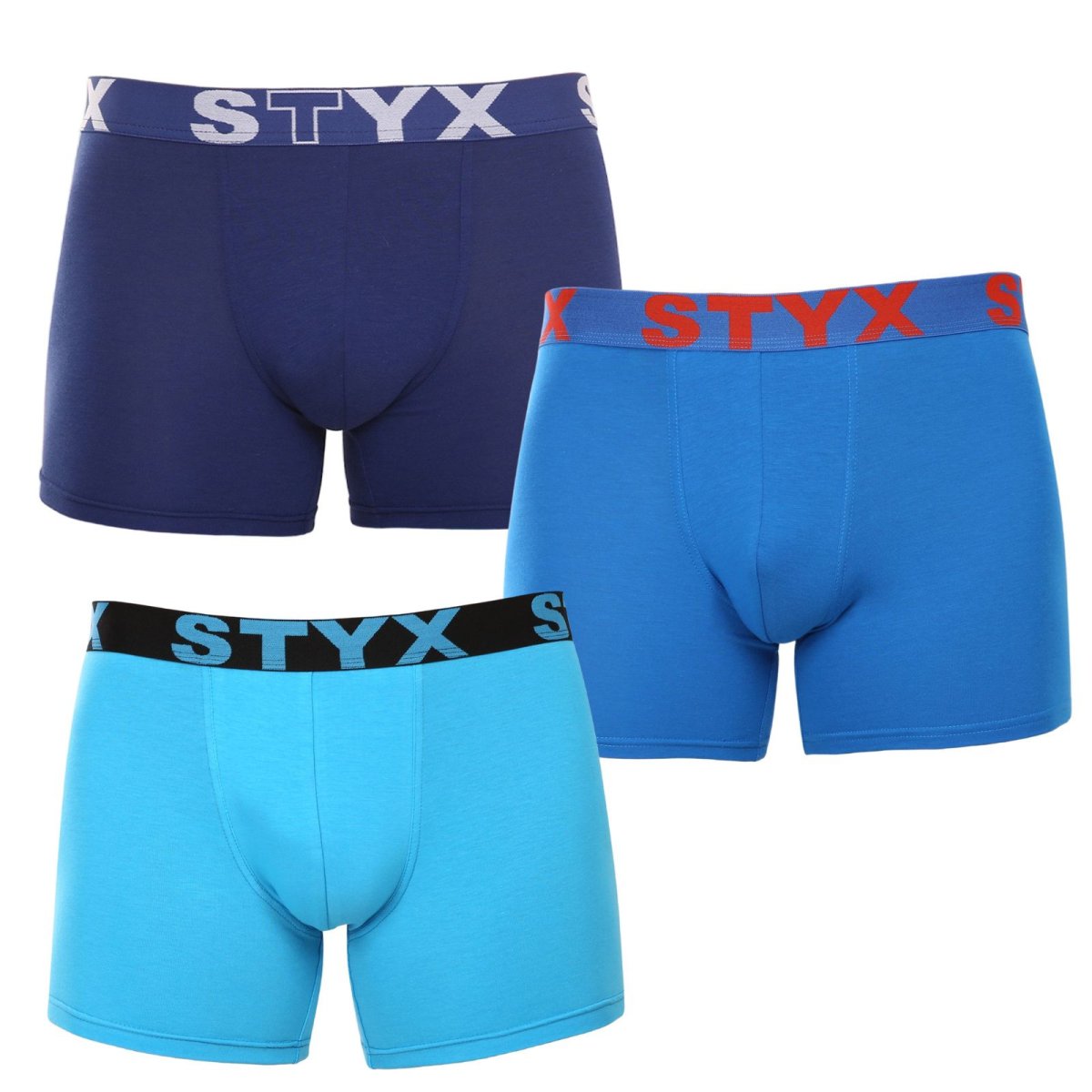 Styx 3PACK pánské boxerky sportovní guma nadrozměr modré (3R96879) 3XL Styx