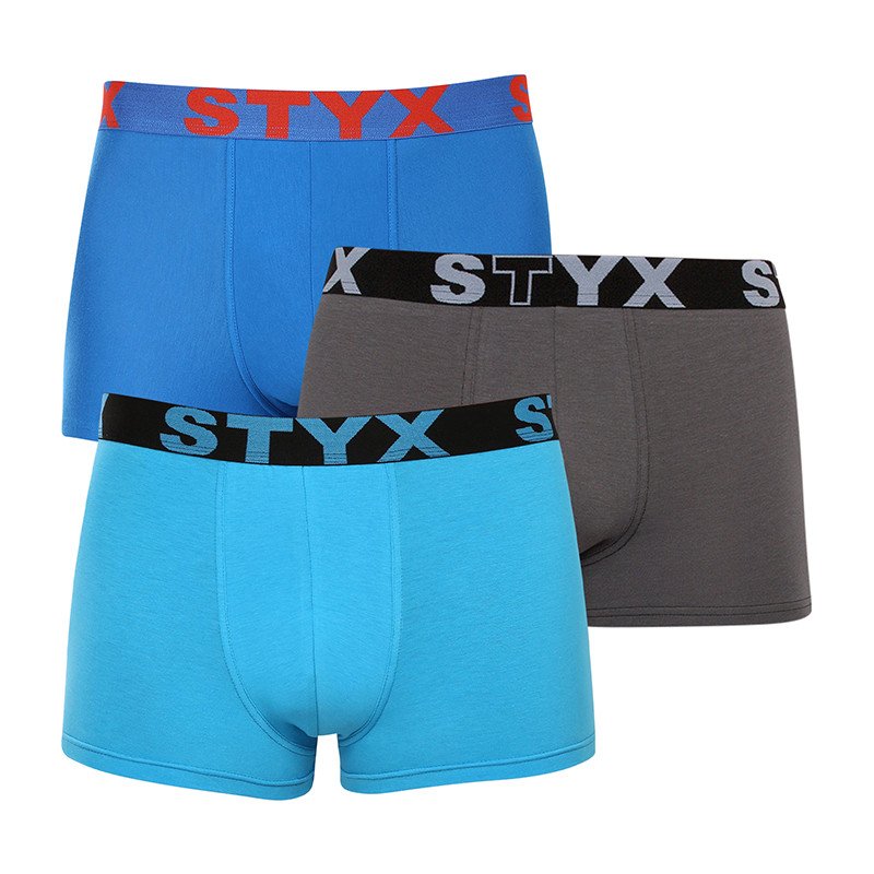 Styx 3PACK pánské boxerky sportovní guma nadrozměr vícebarevné (3R10379) 3XL Styx