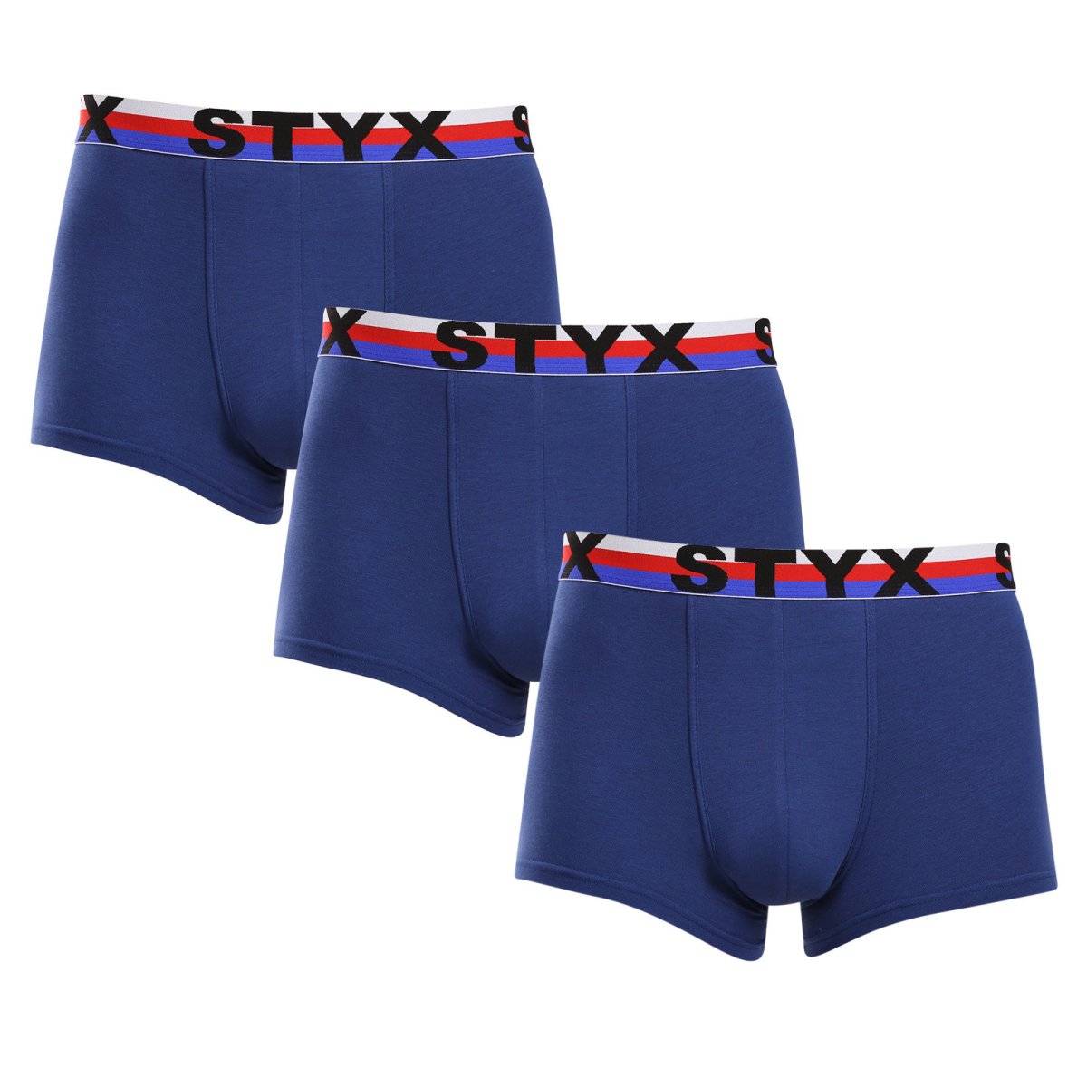 Styx 3PACK pánské boxerky sportovní guma tmavě modré trikolóra (3G1968) L Styx