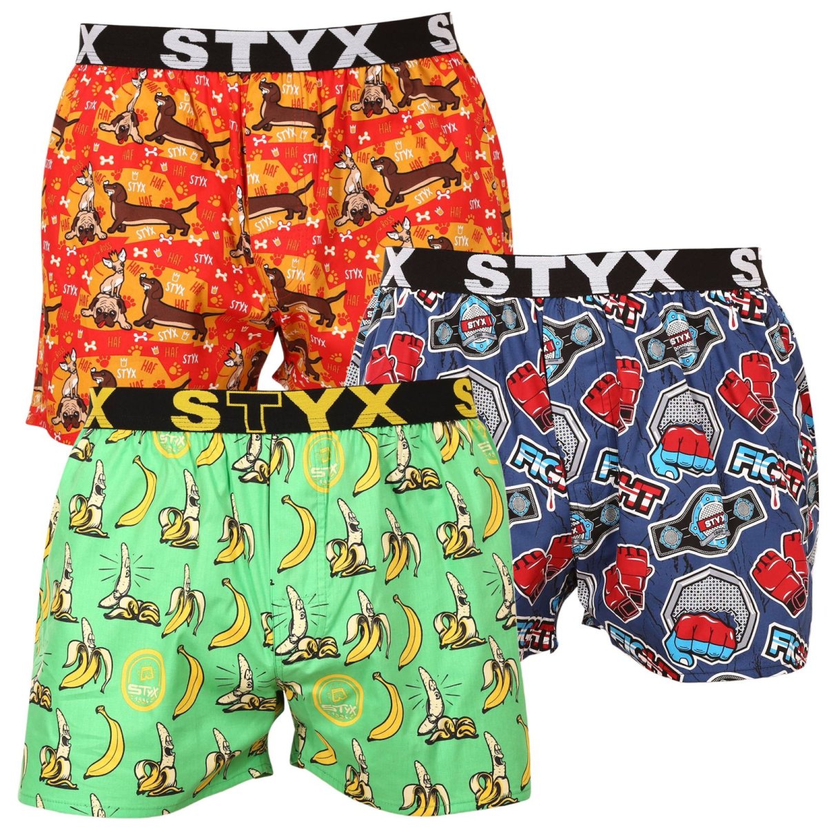 Styx 3PACK pánské trenky art sportovní guma vícebarevné (3B13946) L Styx