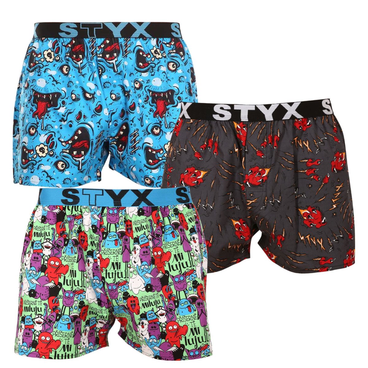 Styx 3PACK pánské trenky art sportovní guma vícebarevné (3B14125) L Styx