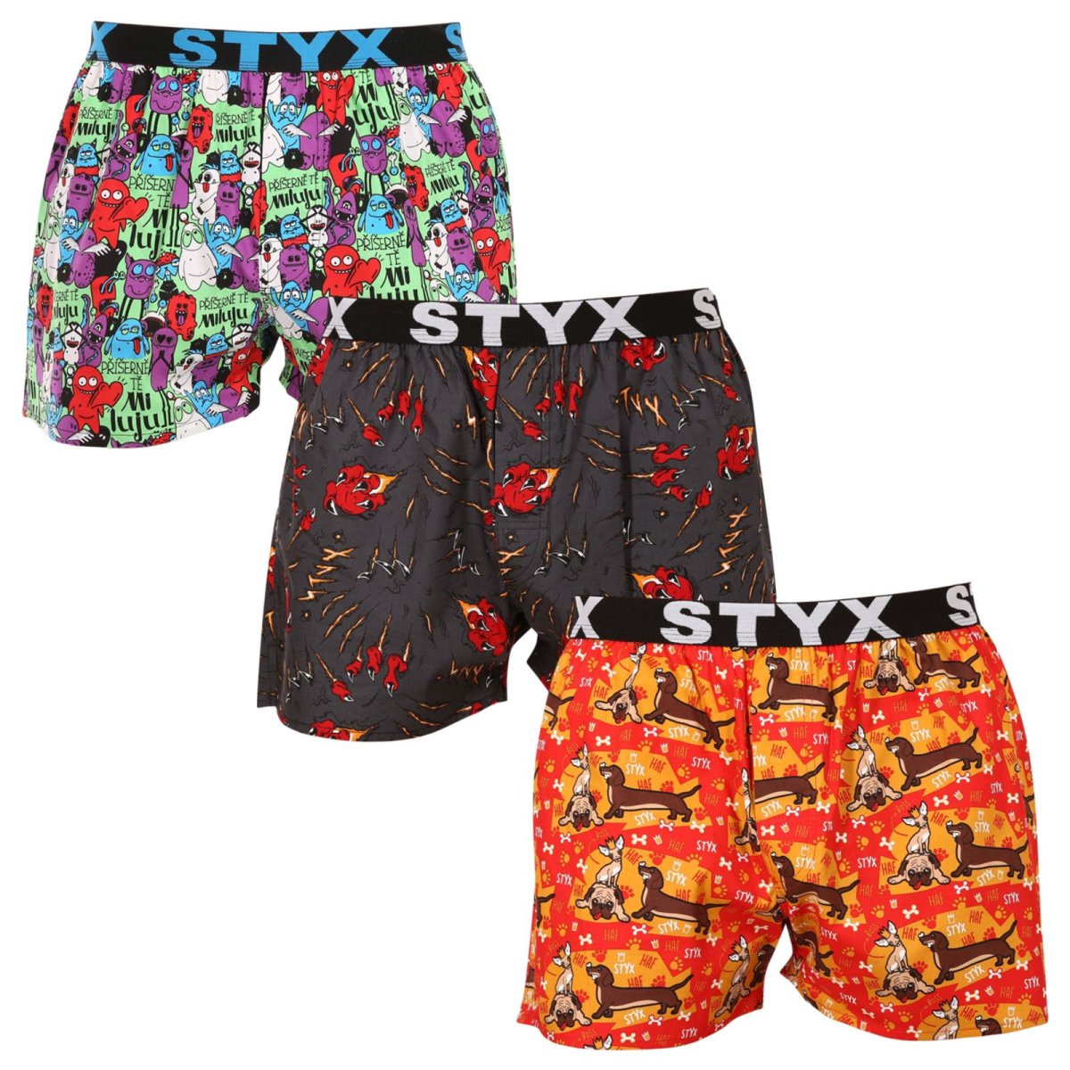 Styx 3PACK pánské trenky art sportovní guma vícebarevné (3B15245) XL Styx