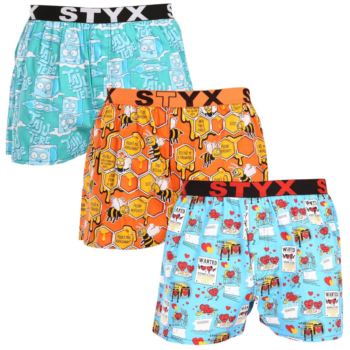 Styx 3PACK pánské trenky art sportovní guma vícebarevné (3B16476) L Styx