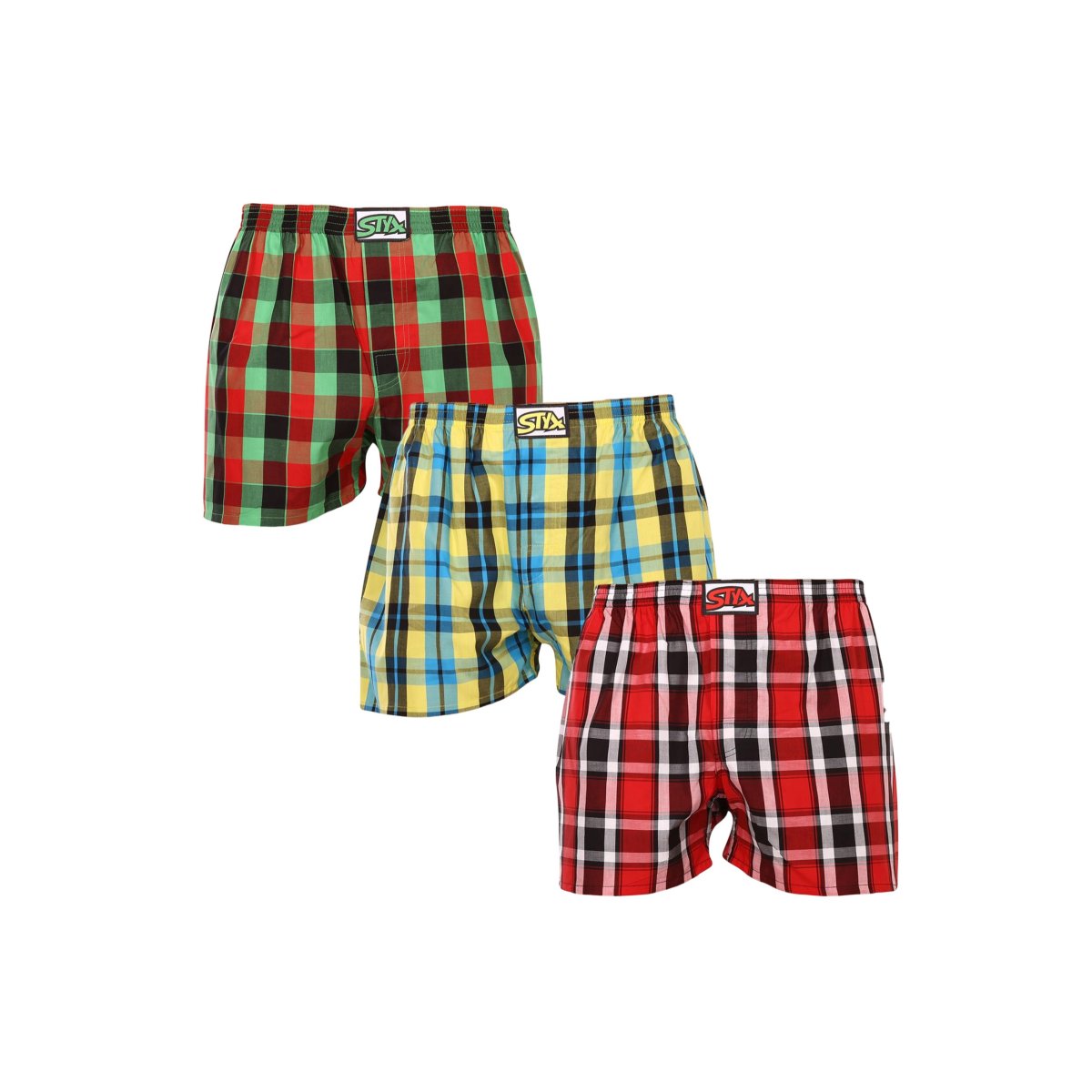 Styx 3PACK pánské trenky klasická guma vícebarevné (3A093338) XL Styx