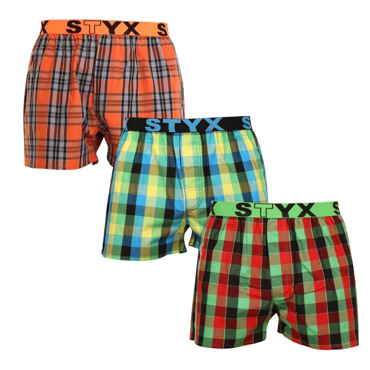 Styx 3PACK pánské trenky sportovní guma vícebarevné (3B092638) XL Styx