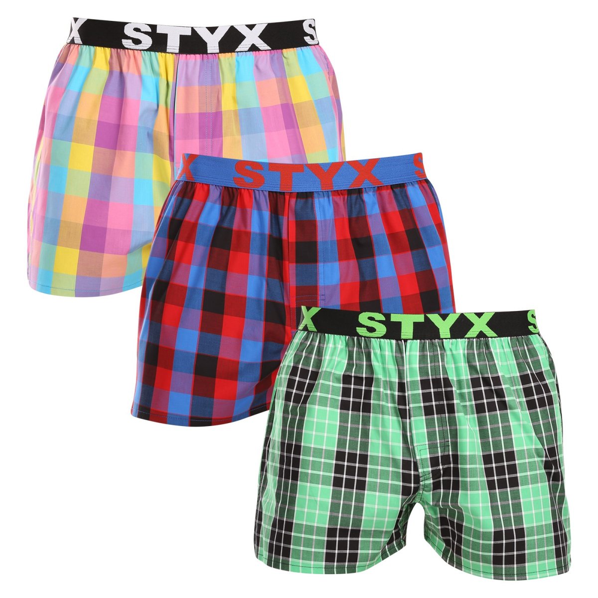 Styx 3PACK pánské trenky sportovní guma vícebarevné (3B102729) XL Styx