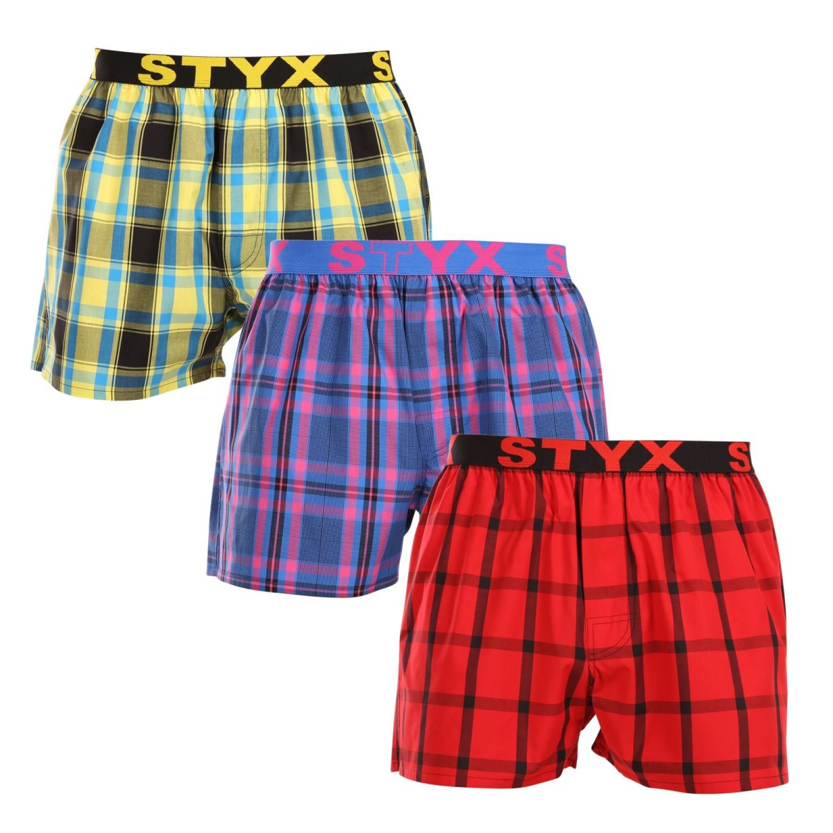 Styx 3PACK pánské trenky sportovní guma vícebarevné (3B103133) L Styx