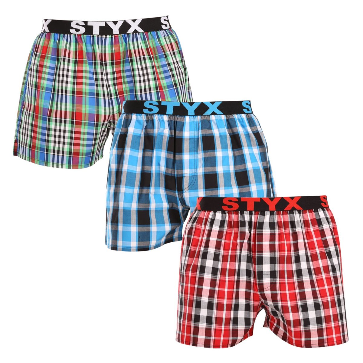 Styx 3PACK pánské trenky sportovní guma vícebarevné (3B103436) XL Styx