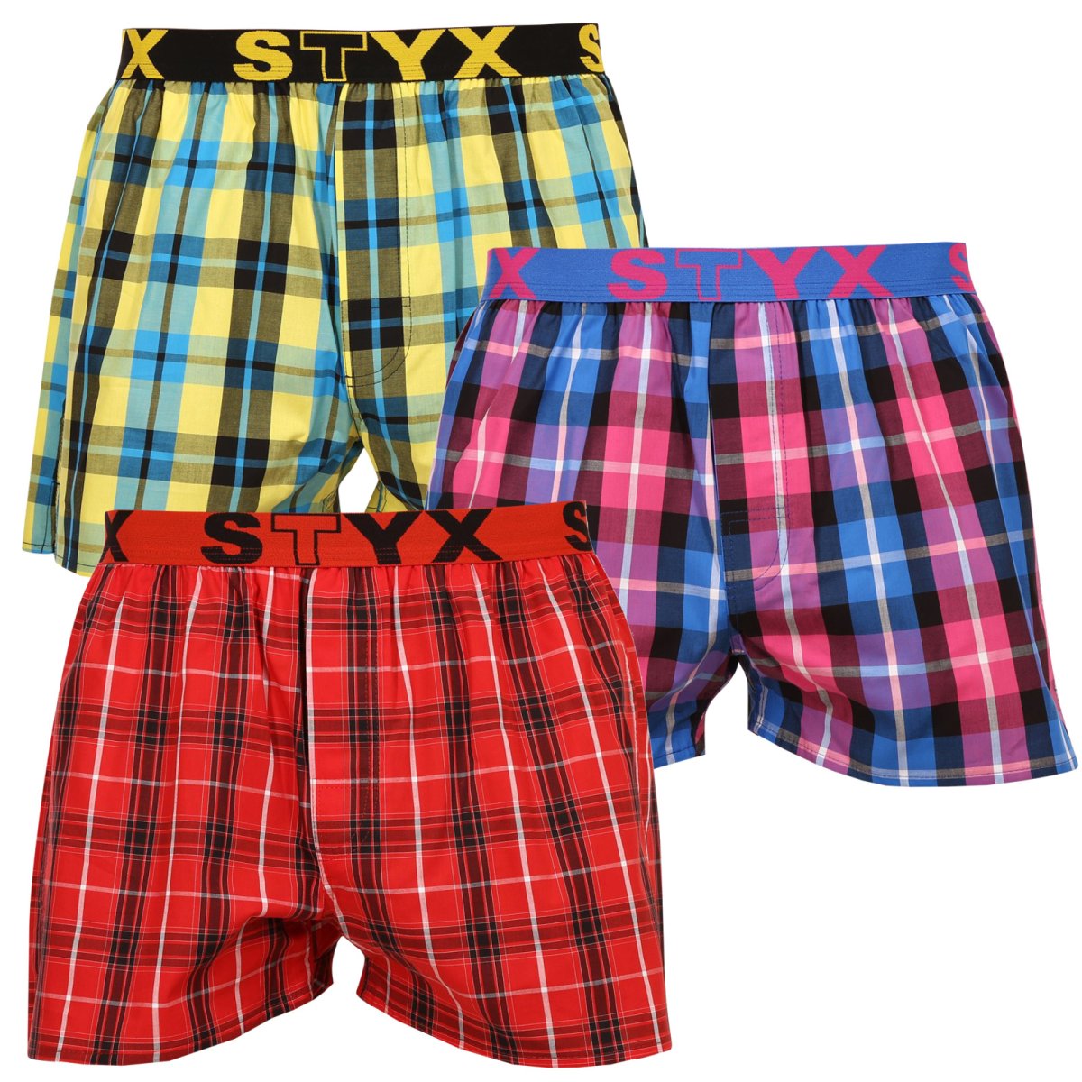 Styx 3PACK pánské trenky sportovní guma vícebarevné (B9313233) M Styx