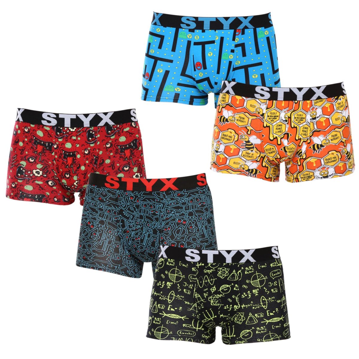 Styx 5PACK pánské boxerky art sportovní guma vícebarevné (5G1269124) L Styx