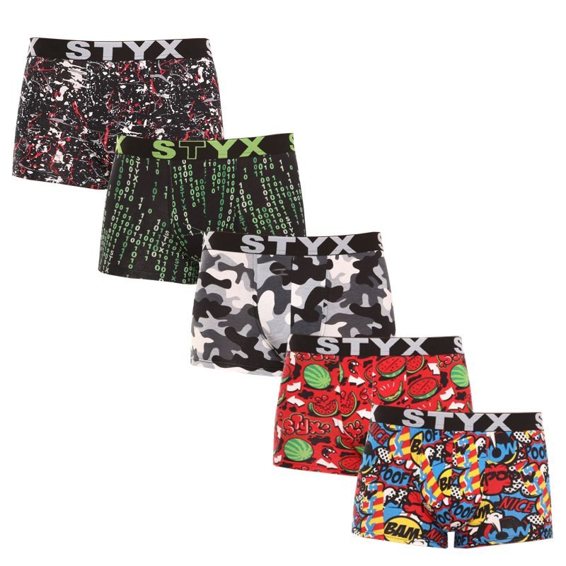 Styx 5PACK pánské boxerky art sportovní guma vícebarevné (G85052535759) M Styx