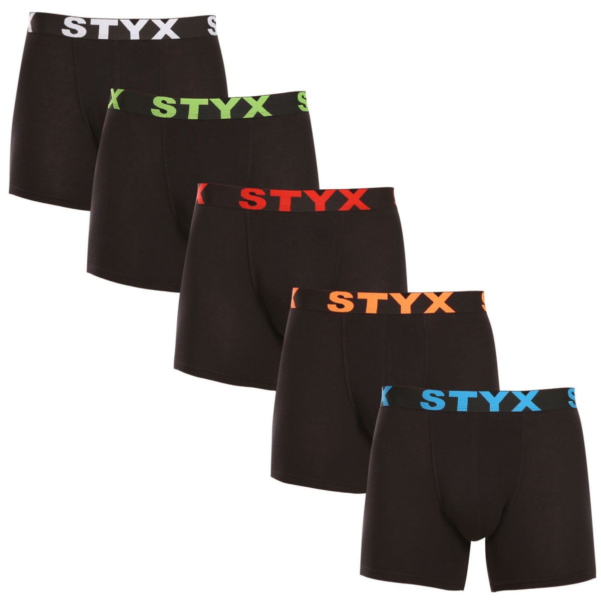 Styx 5PACK pánské boxerky long sportovní guma černé (5U9602) L Styx