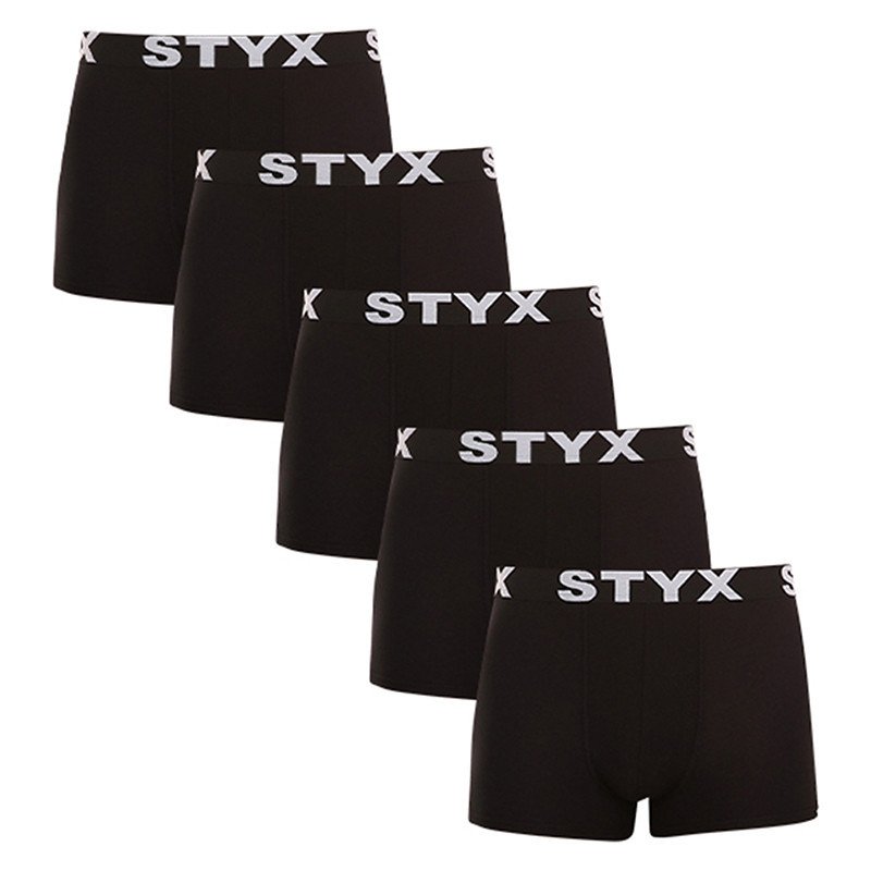 Styx 5PACK pánské boxerky sportovní guma nadrozměr černé (5R960) 3XL Styx