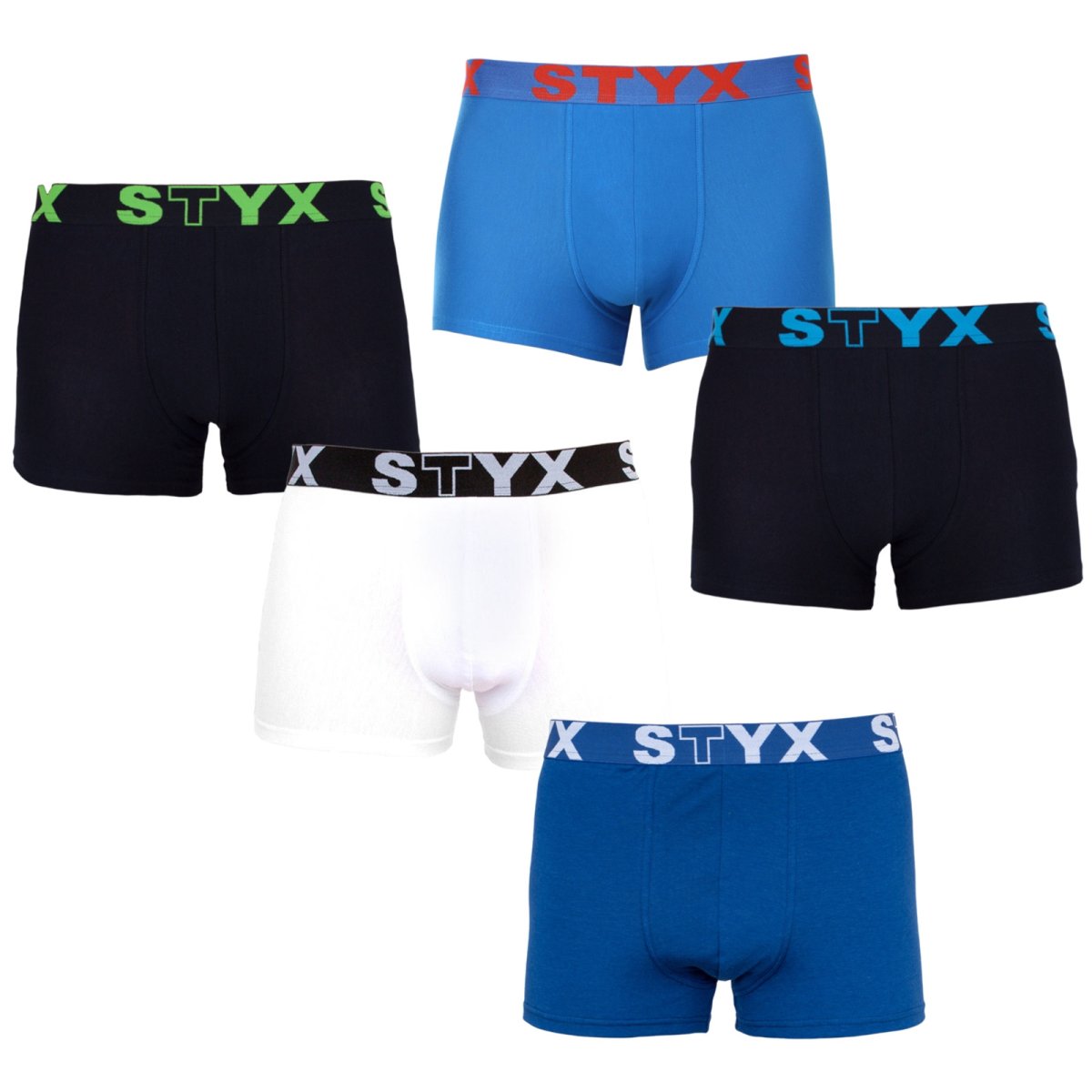 Styx 5PACK pánské boxerky sportovní guma nadrozměr vícebarevné (5R9612817) 3XL Styx