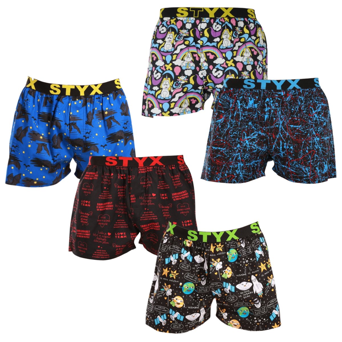 Styx 5PACK pánské trenky art sportovní guma vícebarevné (5B1183789) XXL Styx