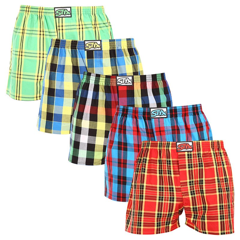 Styx 5PACK pánské trenky klasická guma vícebarevné (5A1112345) XXL Styx